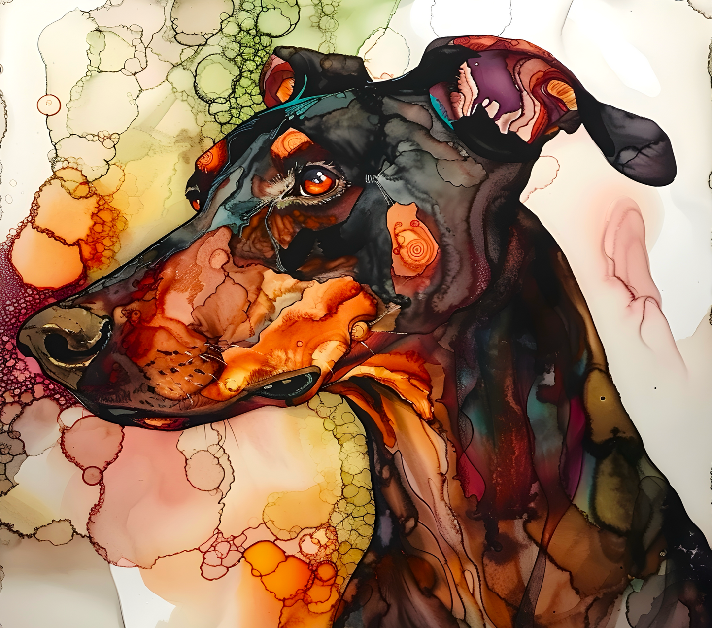 20-oz Skinny Tumbler ~ Doberman Dog ~ Watercolor